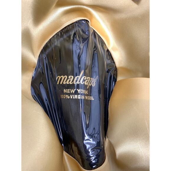 Madcaps 100% Virgin Wool 70s 80s Vintage Brown Hat Gold Fabric Trim Size L - Picture 4 of 7